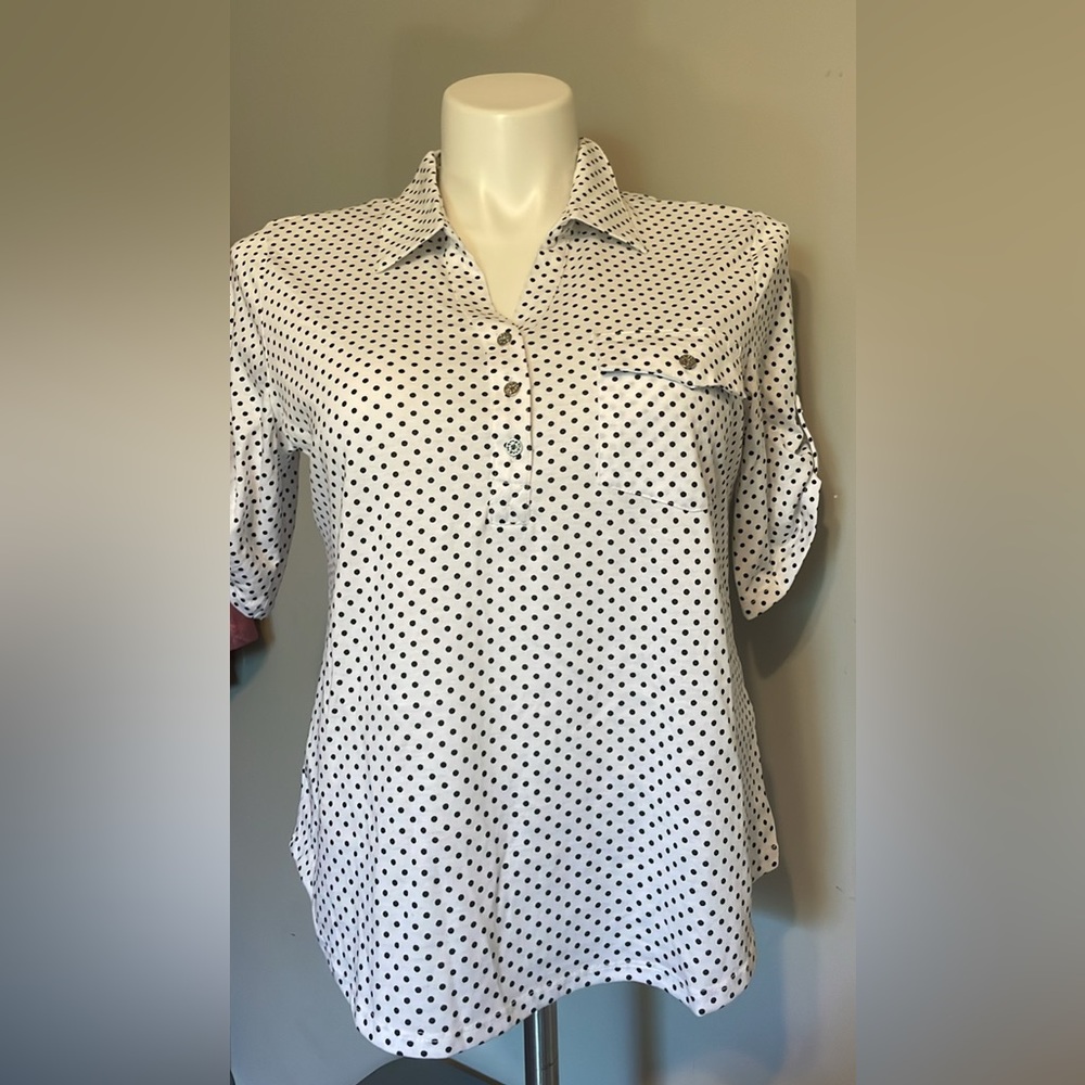 White and Black Polka Dot Blouse
